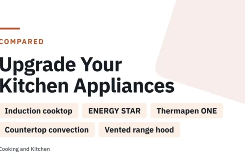 Title card: Upgrade Your Kitchen Appliances — Induction cooktop, ENERGY STAR, Thermapen ONE, Countertop convection